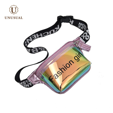 Promotional small woman belt waterproof holographic chest waist bag